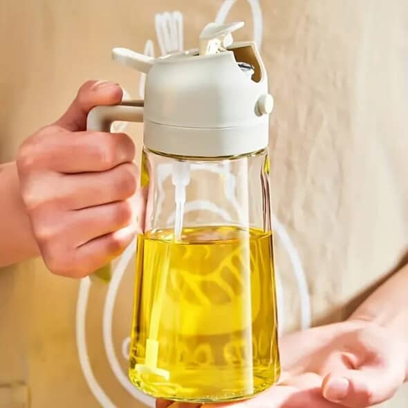 2 in 1 Glass Oil Bottle Sprayer Pot leak Proof Oil storage Dispenser