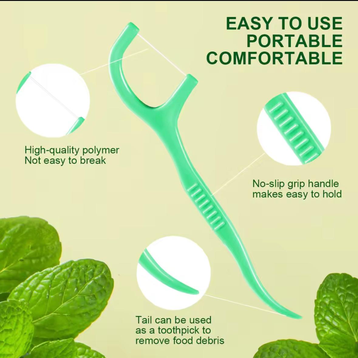 100pcs, mint flavored dental floss stick, 50PCS/box, cleaning tool for interdental gaps