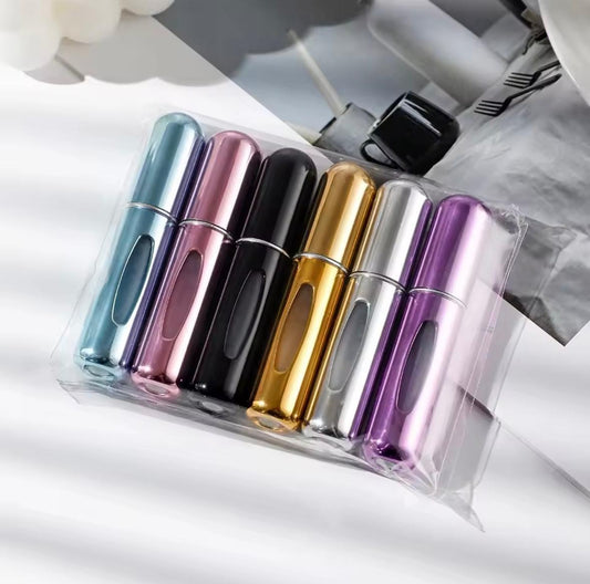 6 Portable Spray Bottles Travel Size 5ml Self-Priming Bottom Fill Perfume Bottle Set