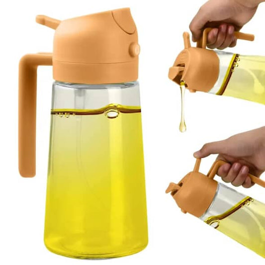 2 in 1 Glass Oil Bottle Sprayer Pot leak Proof Oil storage Dispenser